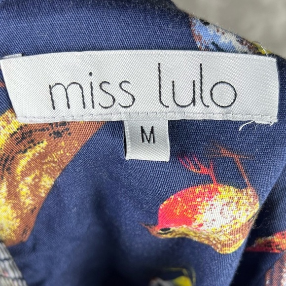 Miss Lulo Dress Womens Medium Halter Birds Retro Pinup Whimsical Quirky Girly - Picture 10 of 11